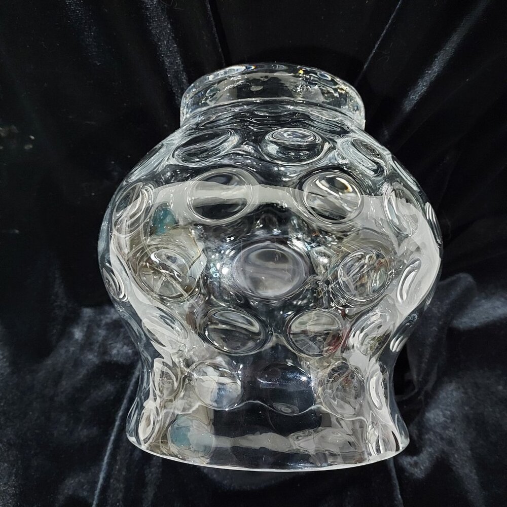 Coin Dot Thumbprint Czech Clear Art Glass 7 inches Vase - Picture 3 of 8